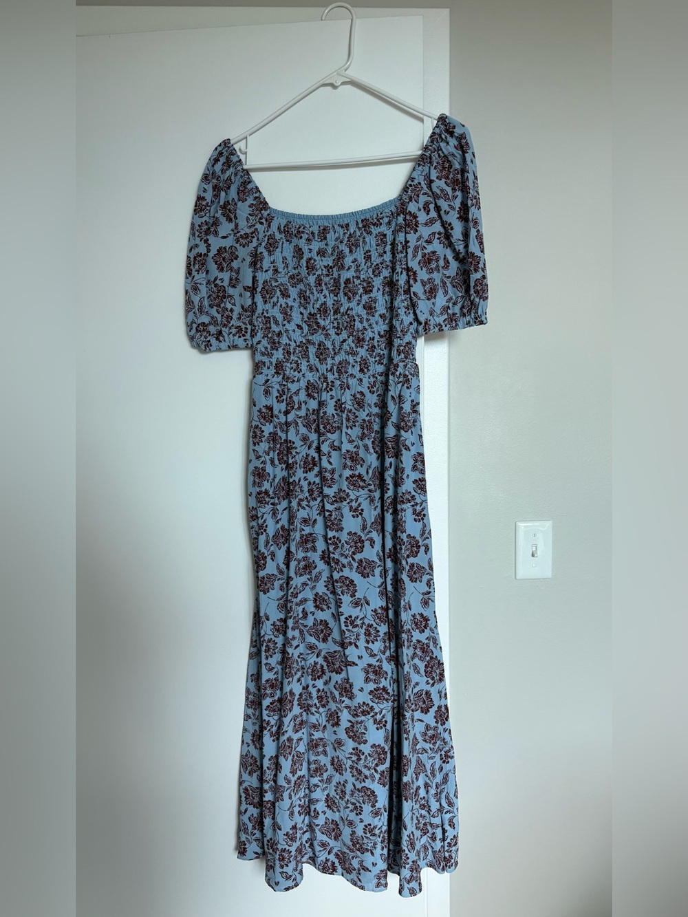 Madewell Blue Dress with Brown Floral Print